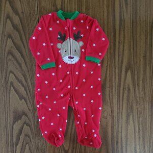 Little Me Fleece Christmas Reindeer Footie Pajamas